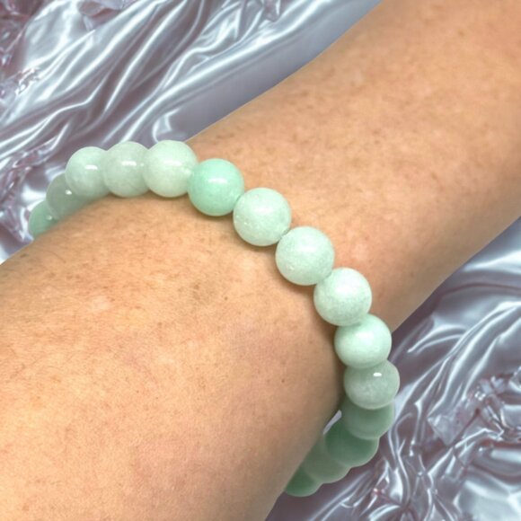 Burmese Jade Gemstone Bracelet 8MM | Handmade Crystal Healing Jewelry - Picture 7 of 10